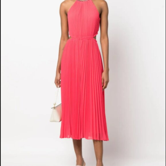 MICHAEL Michael Kors Dresses & Skirts - NWT Michael Kors Pleated Georgette Cutout Dress Size Large - Halter Maxi
